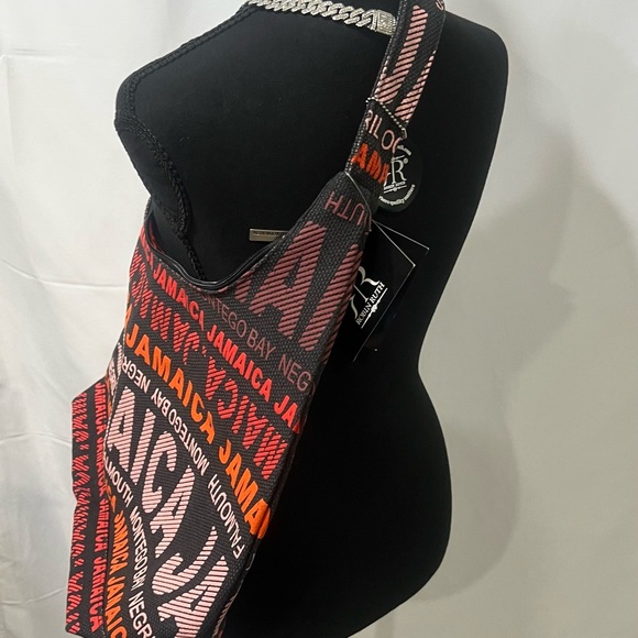 Robin Ruth Jamaica Print Black and Orange Shoulder Bag - Picture 3 of 8